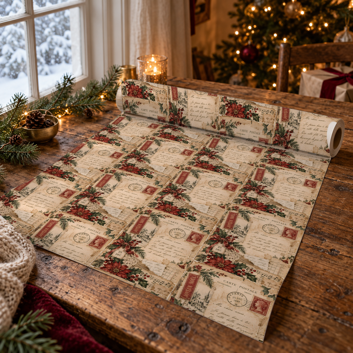 Vintage French Christmas Wrapping Paper