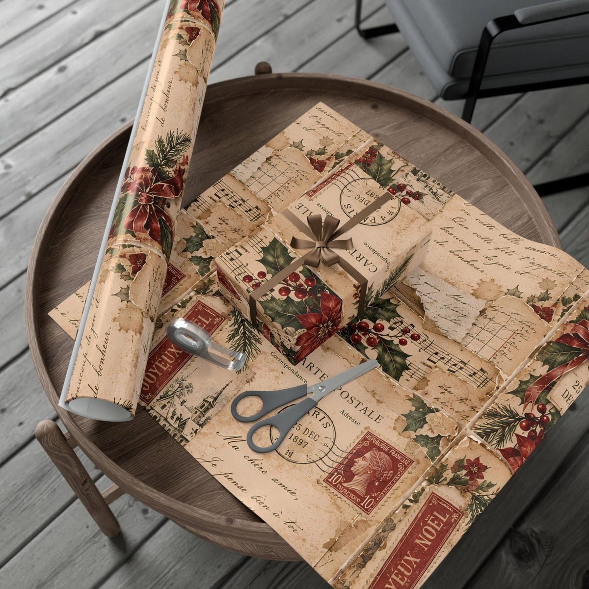 Vintage French Christmas Wrapping Paper