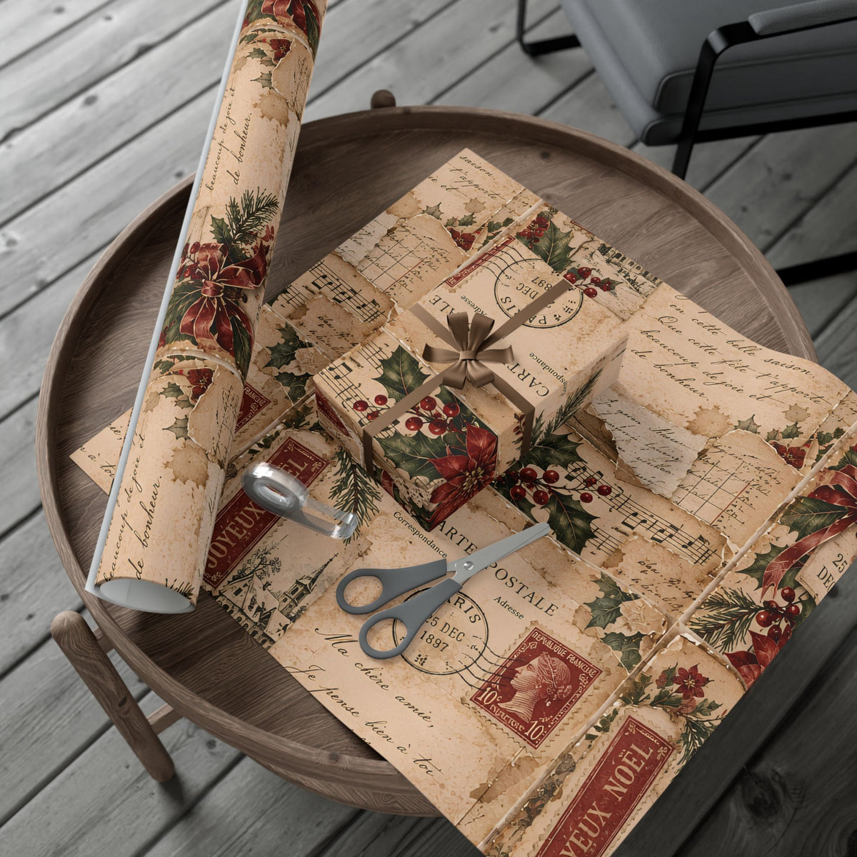 Vintage French Christmas Wrapping Paper