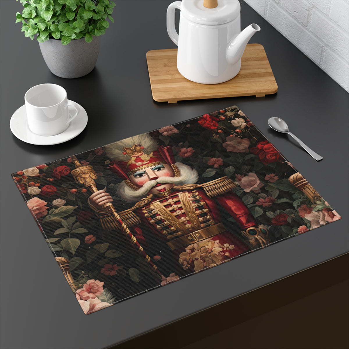 Nutcracker Floral Placemat 18" x 14" Cotton